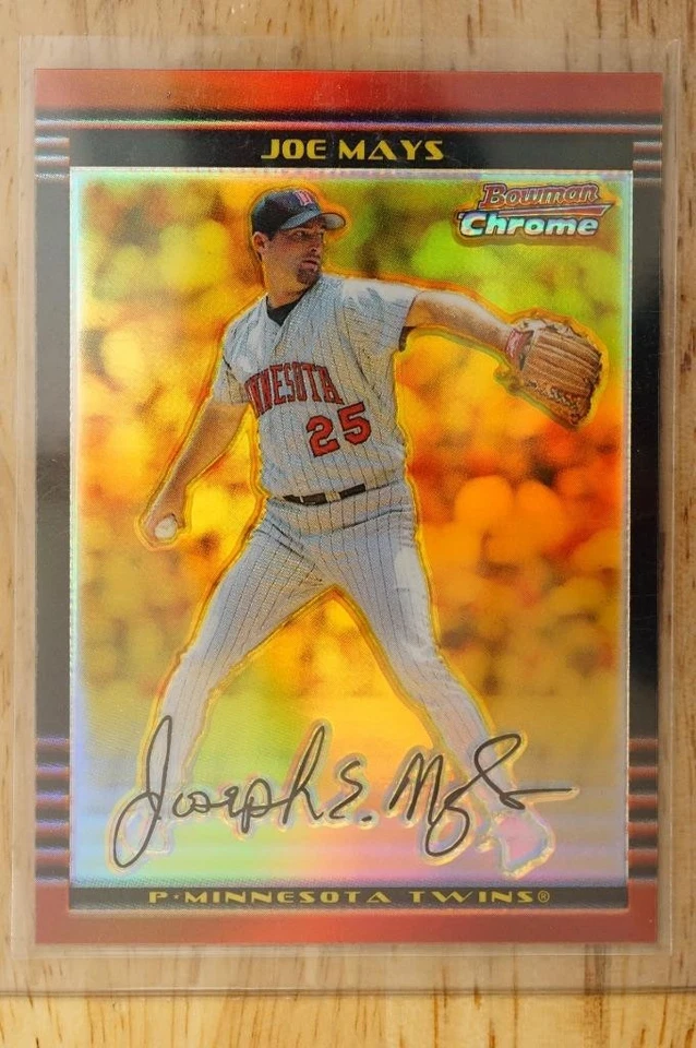 Joe Mays 2002 Bowman cromo oro refractor 25/50 #16 Minnesota Twins Foto 1 de 2