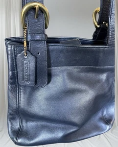 Coach 4157 Shoulder Bag Dark Navy Leather SOHO BUCKLE BAG 80s - Picture 1 of 4