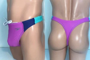 Modified Speedo Colorblock Beachstar Men’s Purple Swim Thong Bikini Size 30 - Picture 1 of 6