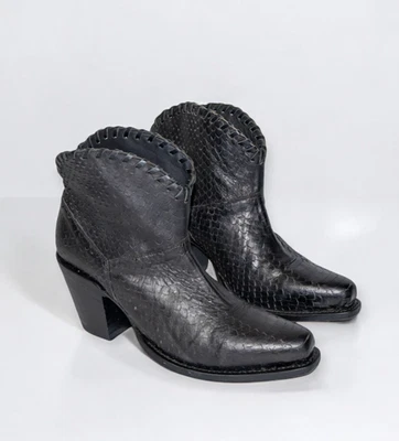 Alice + Olivia Mujer Cuero Negro Tacón Vaquero Botines Talla US 6 Foto 1 de 4