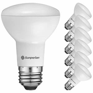 Sunperian 6 Pack BR20 LED Flood Bulb 6W 6500K Ultra Daylight 550lm Dimmable E26 - Picture 1 of 7