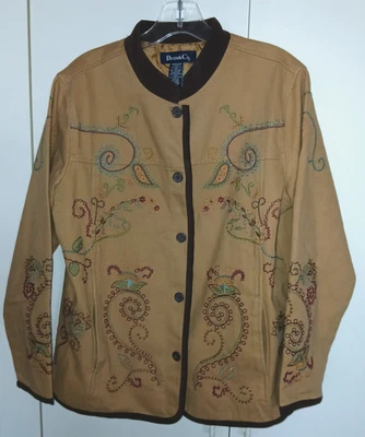 DENIM & CO. CHAQUETA SEÑORA MARRÓN/BORDADA-M-ALGODÓN/POLIÉSTER/SPANDEX-NUEVA SIN ETIQUETAS-BONITA Foto 1 de 2