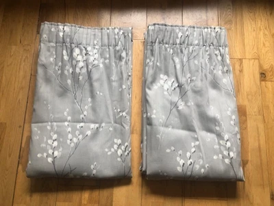 LAURA ASHLEY PUSSY WILLOW GREY Cotton Lined Curtains 223X229 CM ( 64" x 90" ) - Image 1 of 4