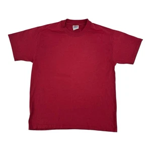 Hanes Single stitch T shirt Blank Plain Red Crewneck Made in USA 90s vintage L - Picture 1 of 4