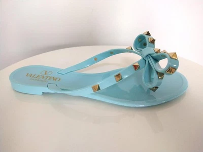 Auth Valentino Aqua PVC Rockstud Flip Flops in size 42 - Image 1 of 2