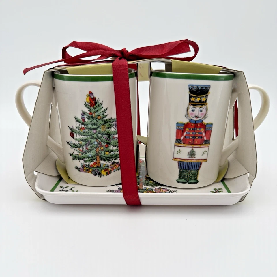 Spode Christmas Tree Nutcracker 3Pc Mug & Melamine Tray Set New NWT - Image 1 of 4