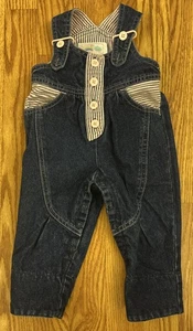 Vintage Bonjour blau Denim rosa Pullover Baby Overall 12 Monate Mädchen Candy Patch - Bild 1 von 12