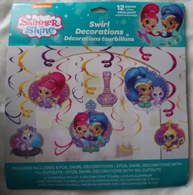 Shimmer & Shine 12 Piezas Colgante Remolino Cumpleaños Fiesta Decoraciones Nuevo ENVÍO RÁPIDO Foto 1 de 4