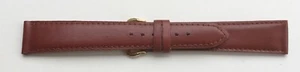 18mm FLEURUS RED / BROWN GENUINE STITCHED PADDED CALF SMOOTH LEATHER WATCH BAND - Picture 1 of 2