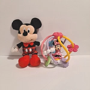 Disney Baby Mickey Mouse 8" Rattle 2020 & Mattel Minnie Mouse Baby Toy 2013 - Picture 1 of 10