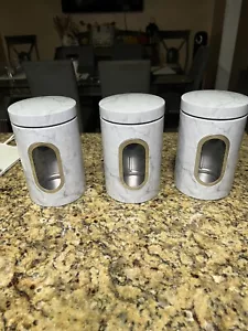 Tin Food Storage Containers With See Through Window New Set Of 3 - Picture 1 of 4