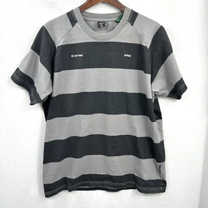 G Star Raw Shirt Mens XL Gray Striped Short Sleeve Designer Crew Neck Preppy - Picture 1 of 13