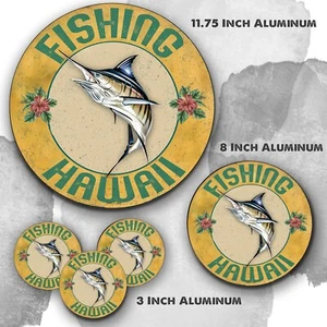 Fishing Hawaii Blue Marlin Design Reproduction Aluminum Circle Sign - Bild 1 von 4