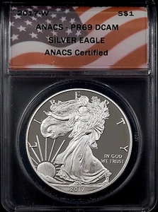 2017 W Proof Silver Eagle certified PR 69 DCAM by ANACS! - Picture 1 of 4