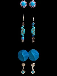 Women’s Fashion Vintage 1980s toModern Post & Dangle 4 Pair Earrings Assortment - Picture 1 of 5