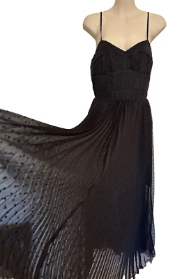 H&M Dress Black Pleated Polak Dot Size 8  Brand new - image 1 of 4