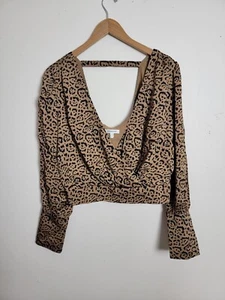 Good American Feline Fine Cheetah Print Blouse Size 3 - Picture 1 of 4