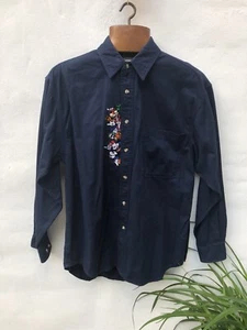 Vintage Disney Store Button Up Shirt Men's S Blue Embroidered Mickey 90s PTP 22" - Picture 1 of 7