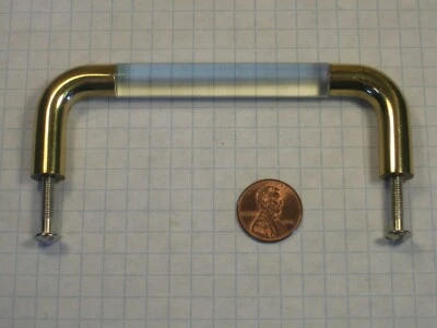 JADO #269/101/015 TIRADOR DE ALAMBRE, EXTREMOS DE LATÓN, CENTRO TRANSPARENTE, 100 mm CENTRO A CENTRO Foto 1 de 4