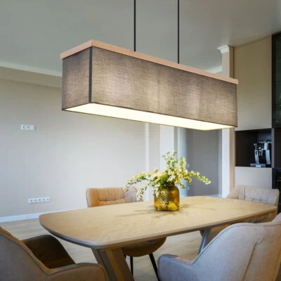 Suspension Lampe De Table En Bois Tissu Big Light - Photo 1/4