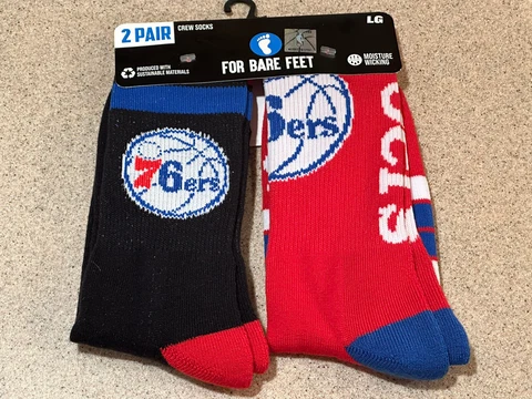 Philadelphia 76ers NBA Men's Logo Crew Socks Size Large (Shoe 10-13) - NWT Cover