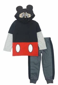 Mickey Mouse Boys Mesh Mask Hooded Top 2pc Pant Set Size 12M 18M 24M 2T 3T 4T - Picture 1 of 1