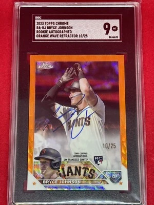 2023 Topps Chrome Orange Wave 🍊 Rookie Auto /25 Bryce Johnson!🔥 HOT! SGC 9 - Image 1 of 4