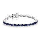 800Ct Oval Cut Blue Sapphire Lab Created Womens Bracelet 14K White Gold Plated