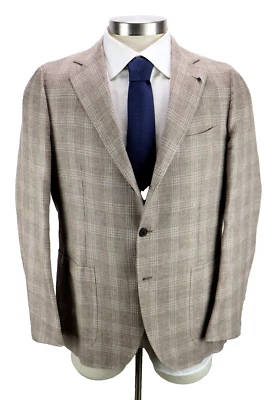 $1795 Abrigo Deportivo Principe D'Eleganza 40 (50 EU) Avena Cuadros Lana Lino Seda Italia Foto 1 de 4
