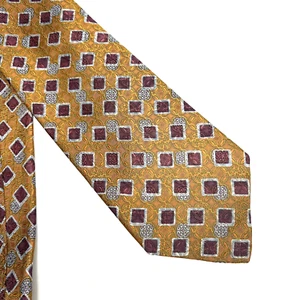 ROBERT TALBOTT Best of Class Mens Silk Necktie Camel Brown/Purple Geometric 56” - Picture 1 of 7