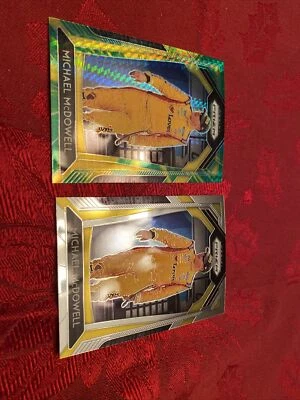 2020 Prizm Racing Green & Yellow PRIZM Parallel MICHAEL MCDOWELL + Base Card - Image 1 of 4