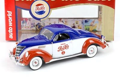 1:18 Auto World 1937 Lincoln Zephyr Pepsi Cola Blu/Bianco/Rosso - Immagine 1 di 4