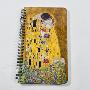 Gustav Klimt DER KUSS Spirale 5x8,5 Notizbuch Journal 120 ungefütterte Seiten Handarbeit - Bild 1 von 12