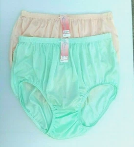 2Pcs Vintage Panties Silky Nylon Lingerie High Briefs Underwear Knickers SizeLLL - Picture 1 of 10
