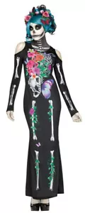 Fun World Women's Beautiful Bones Sexy Floral Skeleton Costume Dress S/M 2-8 - Picture 1 of 1