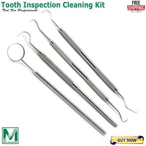 Dental Explorer Sickle Scaler Probe Mirror Handle Tooth Inspection Cleaning Kit - Picture 1 of 5