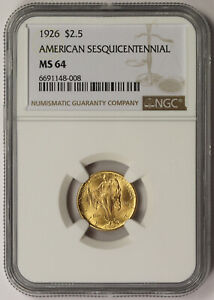 1926 Sesquicentennial Commemorative Gold $2.5 MS 64 NGC Sesqui