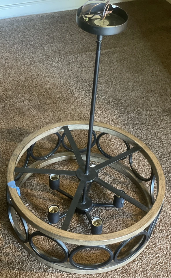 ✅ Lámpara colgante de madera de bronce 21 1/4" rústica 5 luces $400 por $60. Foto 1 de 4