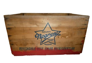 VTG Wood Box Crate Negroni Salami Italy Mortadella in Scatola 20 1/2" x 13 1/4" - Picture 1 of 18