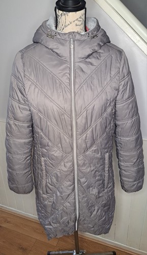 MICHAEL KORS Cappotto da donna trapuntato con cappuccio lungo grigio con cerniera taglia M