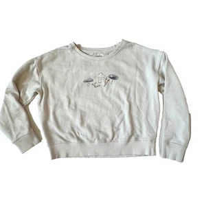 Sudadera corta Pact para mujer S Mushroom Pullover crema algodón orgánico Top - Imagen 1 de 8