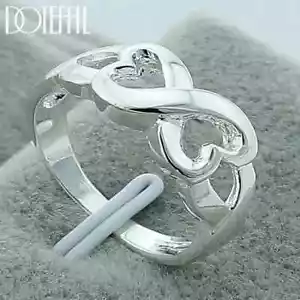DOTEFFIL 925 Sterlingsilber Doppelherzring Hochzeit Mode Schmuck - Bild 1 von 6