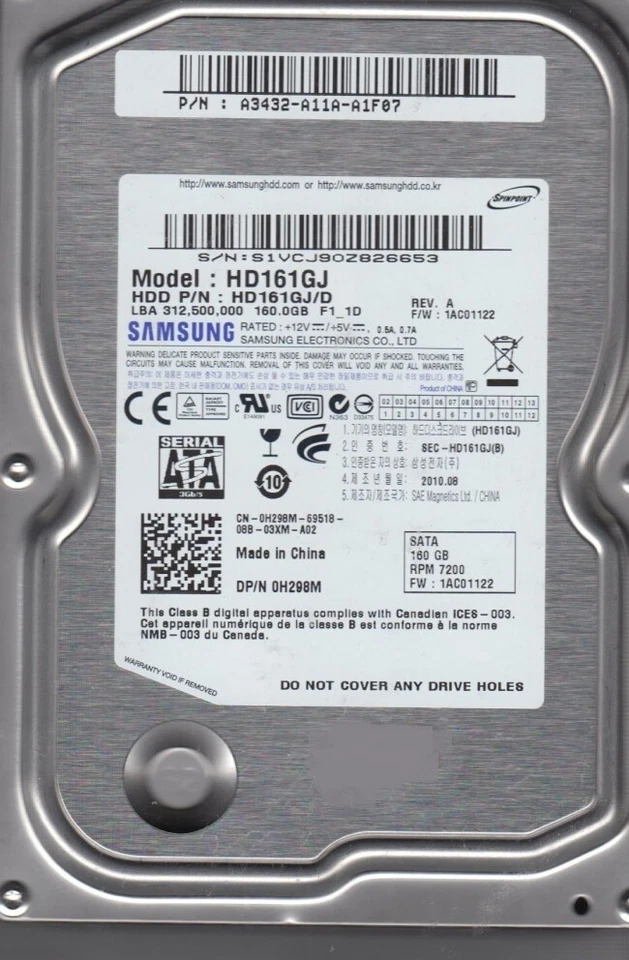 Job Lot 10x Samsung HD161GJ/D Dell 0H298M 160Gb 3.5" Internal SATA Hard Drives - Image 1 of 1