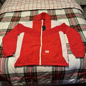 Giacca a vento uomo Cookies Daytona Pieced nylon con cappuccio rosso bianco nuovo - Foto 1 di 7