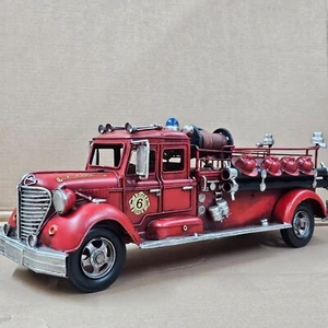 Alte Feuerwehr Modellauto Blechauto 50 cm Oldtimer Feuerwehrauto No 6 USA - Bild 1 von 9