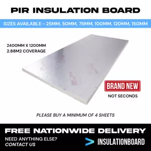 Celotex / Kingspan / Recticel - PIR Insulation Boards - 2.4m x 1.2m Sheets - Picture 1 of 3