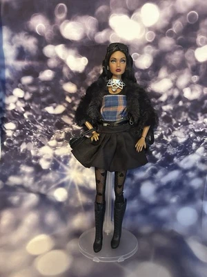 New Black Fur Coat, Black Skirt, Plaid Top, Black Top, Accessories, Free Gift 🎁 - Image 1 of 4