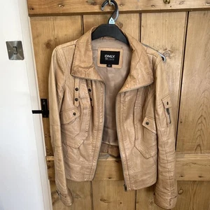 Only Pig Leather Jacket Brown Colour Size 10 - Picture 1 of 8