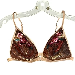 Victoria Secret Bra Medium Y2K Festival Sparkly Lingerie Glam Wireless Sequin - Picture 1 of 9