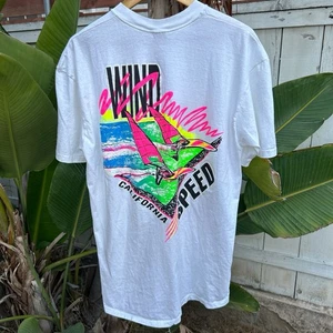 Vintage 90s California Hawaii Windsurf T-Shirt Neon Surf Graphic XL USA￼ - Picture 1 of 5